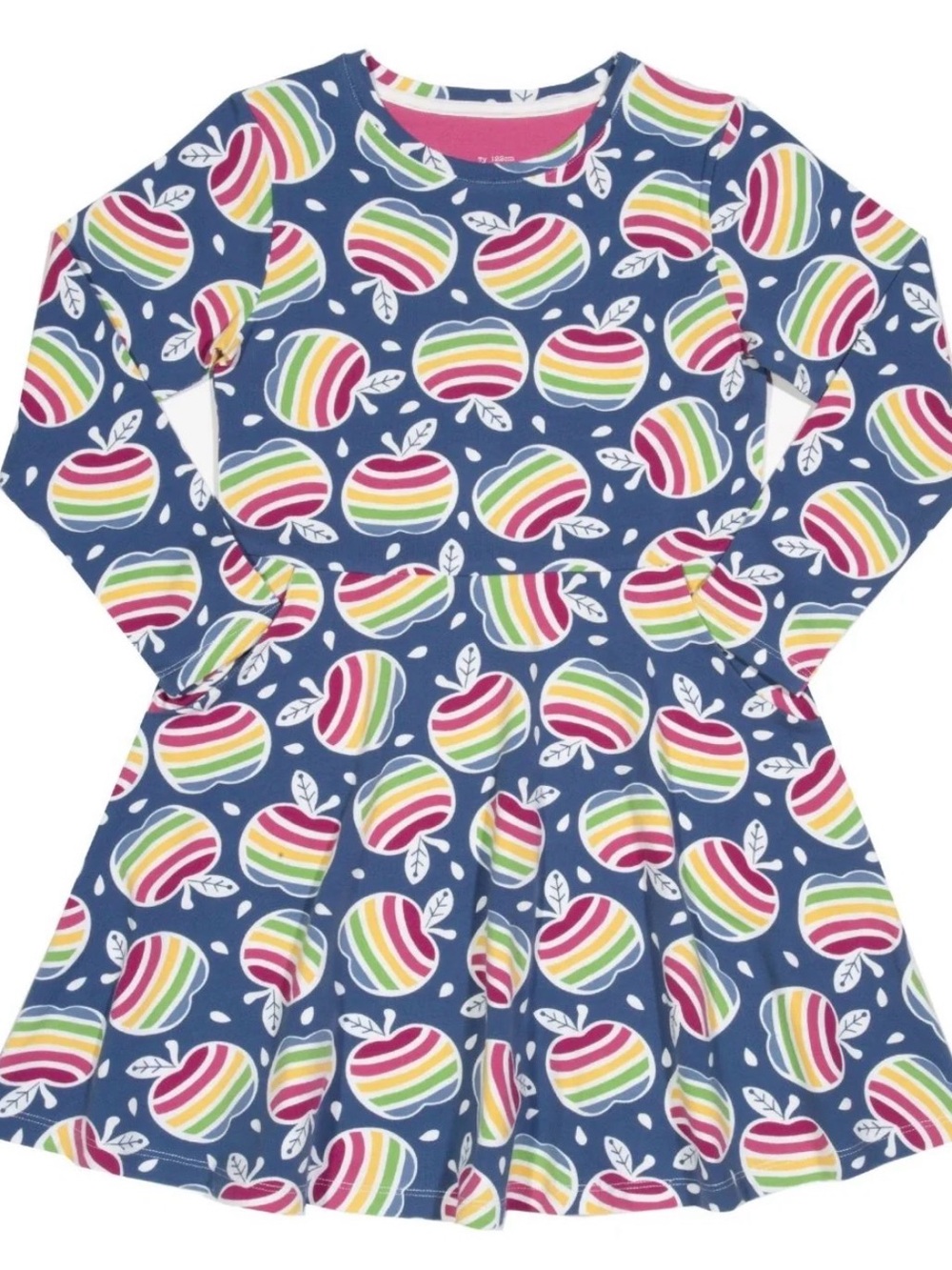 Kite Navy Rainbow Apple Print Long Sleeve Dress Sz 6/116cm